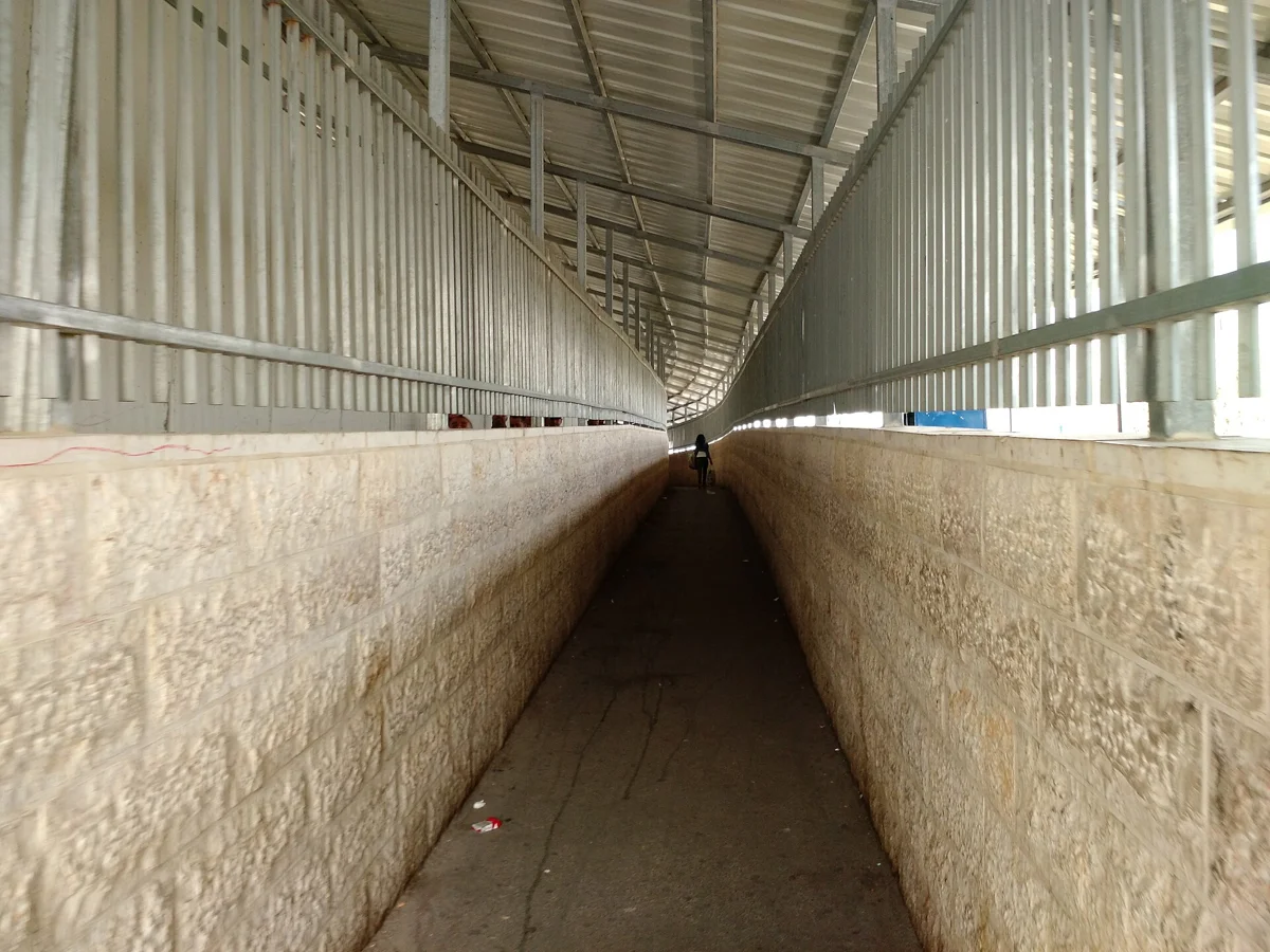 The covered walkway at Checkpoint 300, the crossing on the way from Jerusalem to Bethlehem on foot