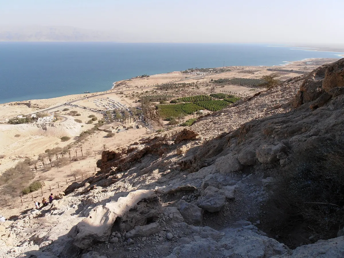The Dead Sea from the Ein Gedi reserve, a bus stop on the way from Jerusalem to the Dead Sea