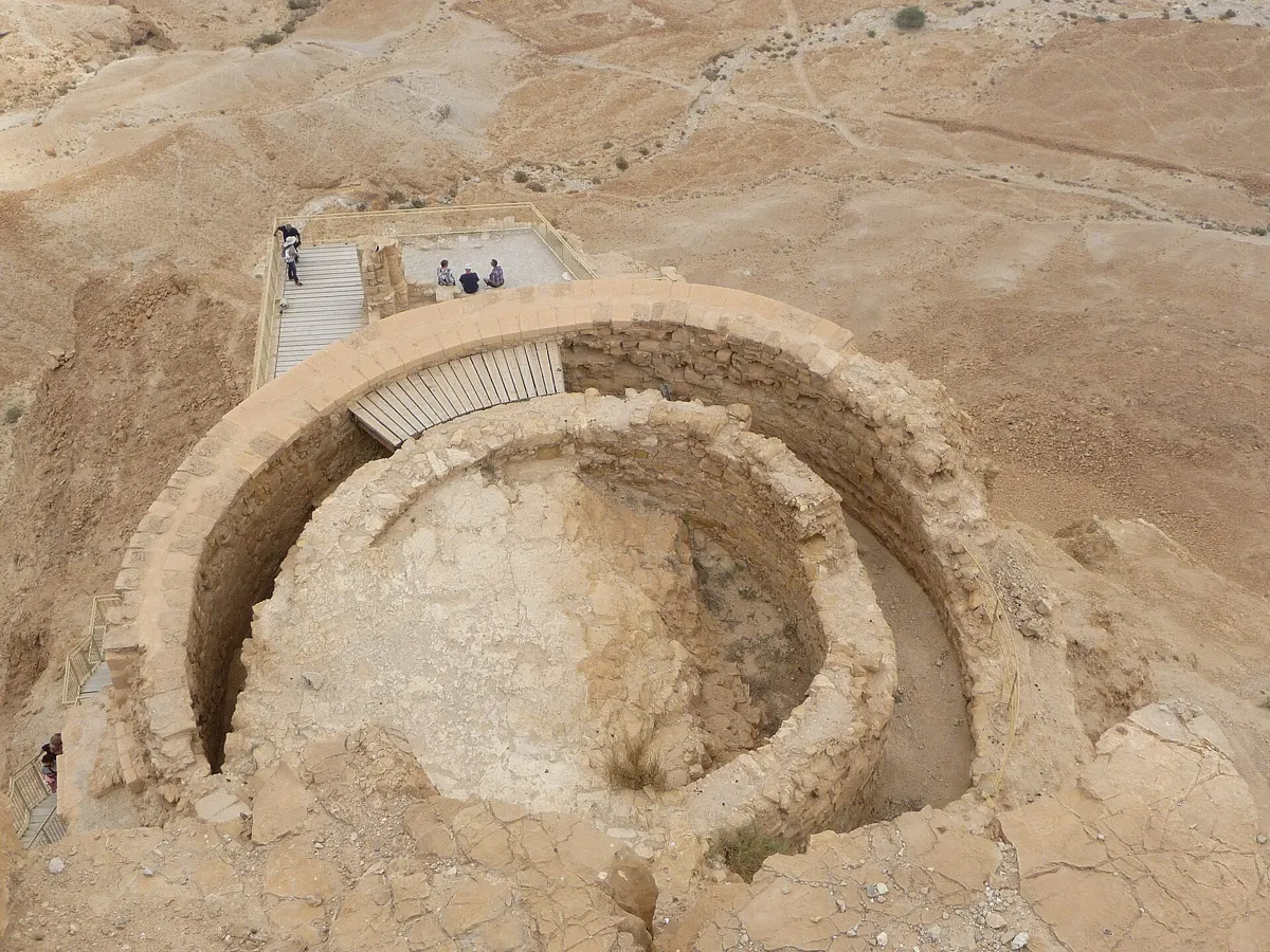 The round terrace of Herod's Northern Palace on a Masada and Dead Sea day trip from Jerusalem