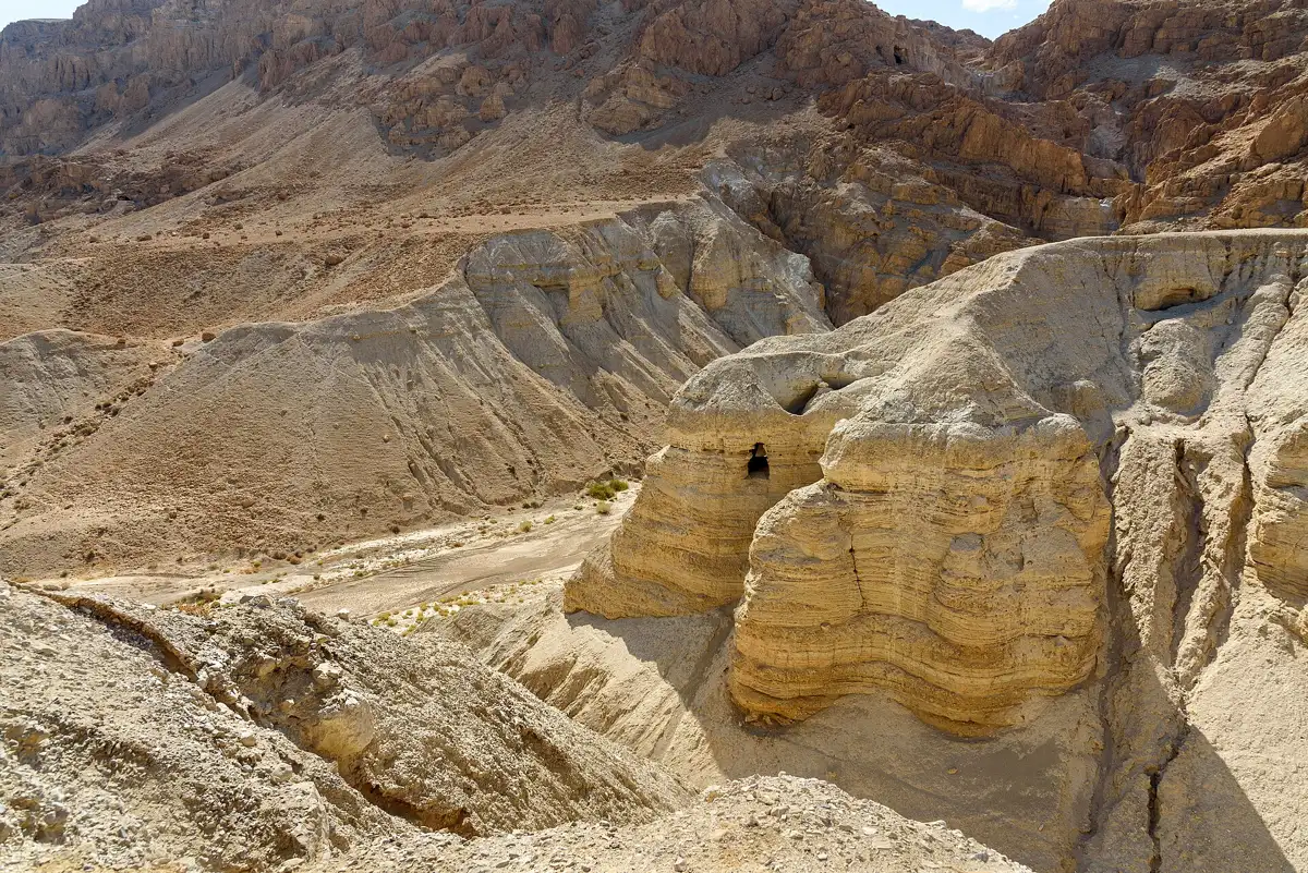Cave 4 at Qumran, passed on the road from Jerusalem to the Dead Sea